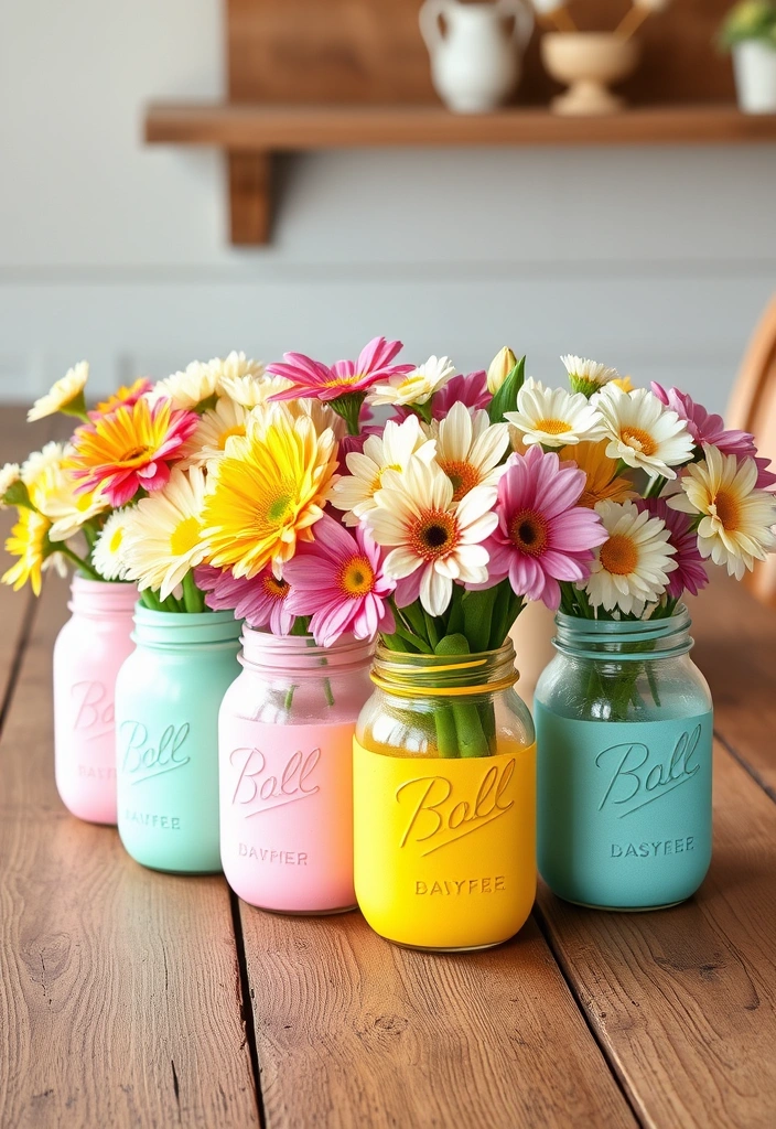 10 Charming Easter Home Decor Ideas That Won't Break the Bank! - 5. Pastel Painted Mason Jars