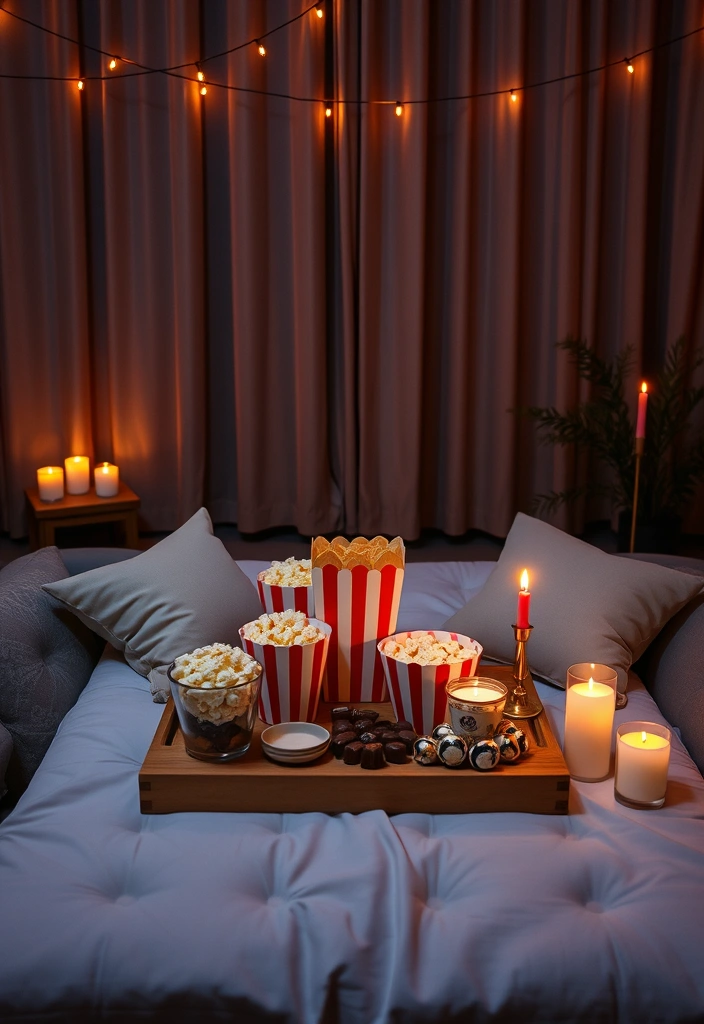 12 Romantic Table Arrangements for Valentine's Day That Will Set the Mood for Love! - 12. Cozy Movie Night Setup