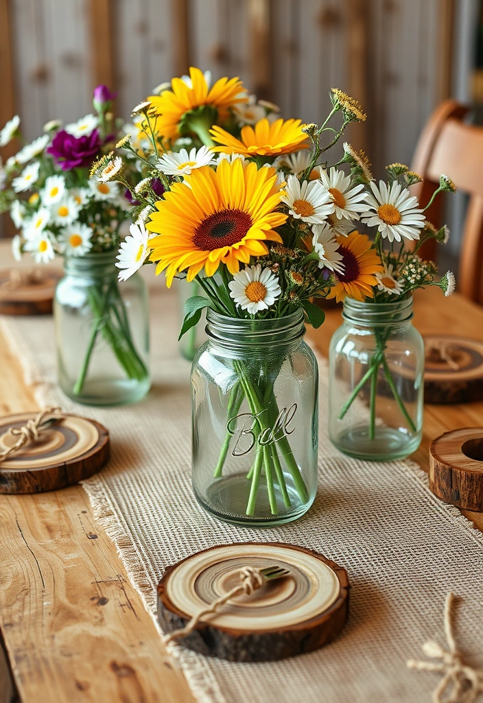 12 Romantic Table Arrangements for Valentine's Day That Will Set the Mood for Love! - 3. Rustic Charm with Wildflowers