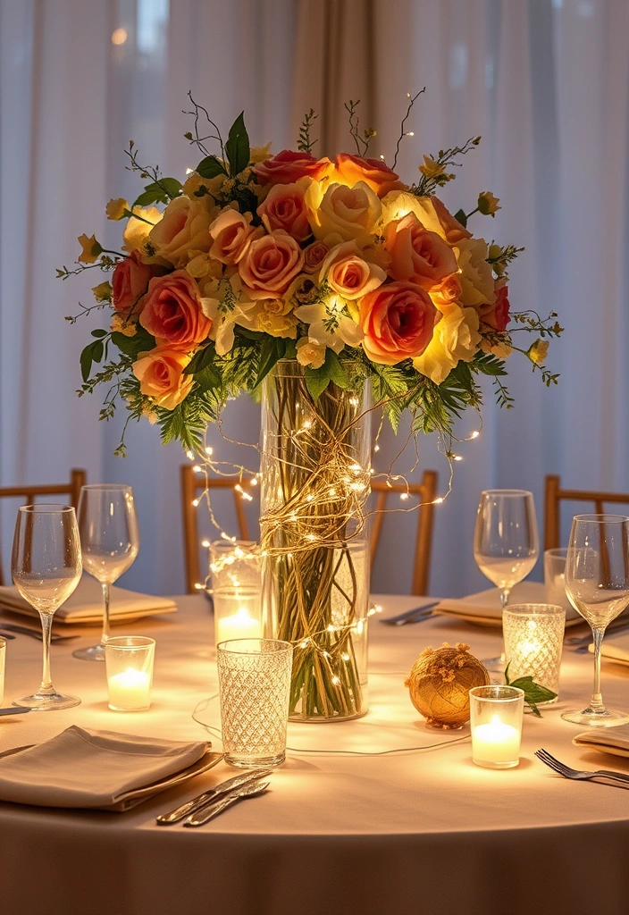 12 Romantic Table Arrangements for Valentine's Day That Will Set the Mood for Love! - 9. Whimsical Fairy Lights