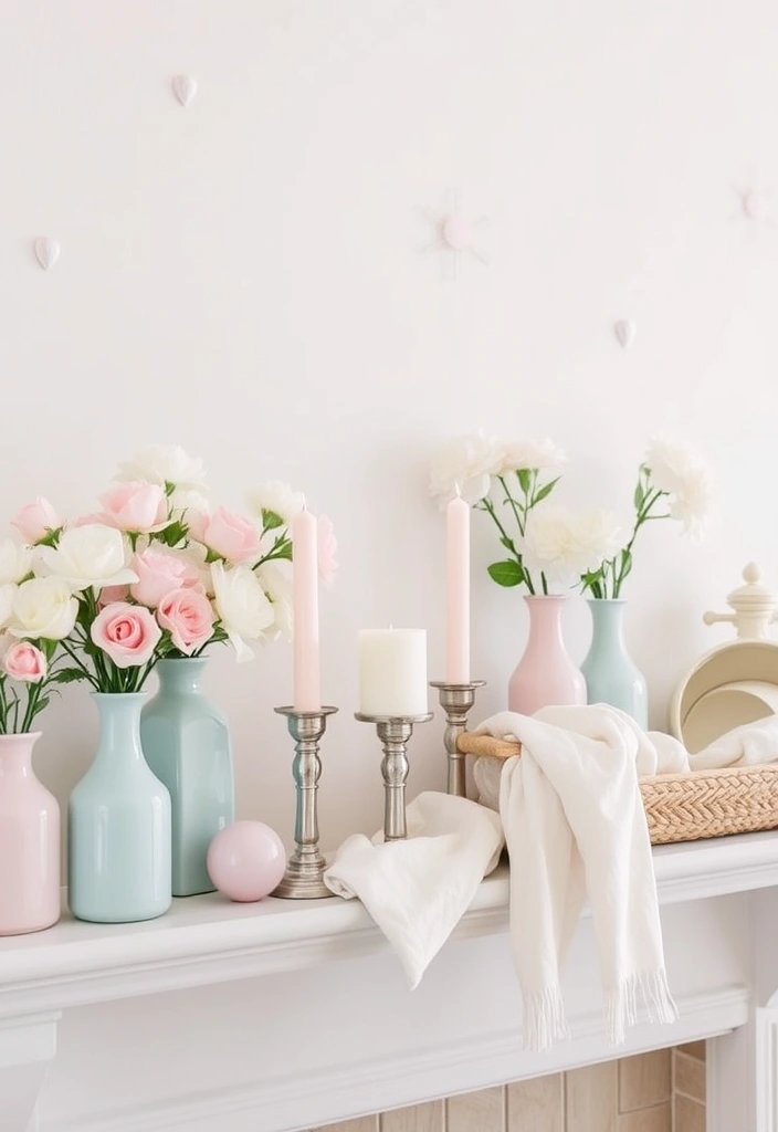 15 Fresh Spring Mantel Inspirations That Will Brighten Your Home! - 1. Pastel Paradise