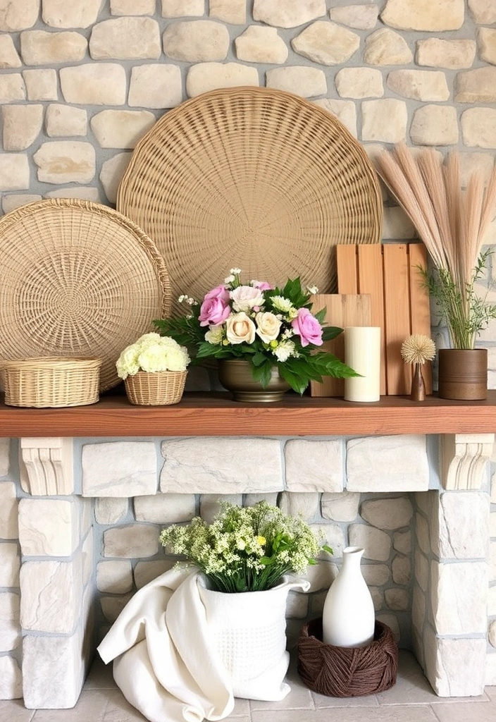 15 Fresh Spring Mantel Inspirations That Will Brighten Your Home! - 13. Nature-Inspired Textures