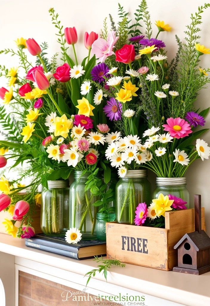 15 Fresh Spring Mantel Inspirations That Will Brighten Your Home! - 2. Floral Fantasy