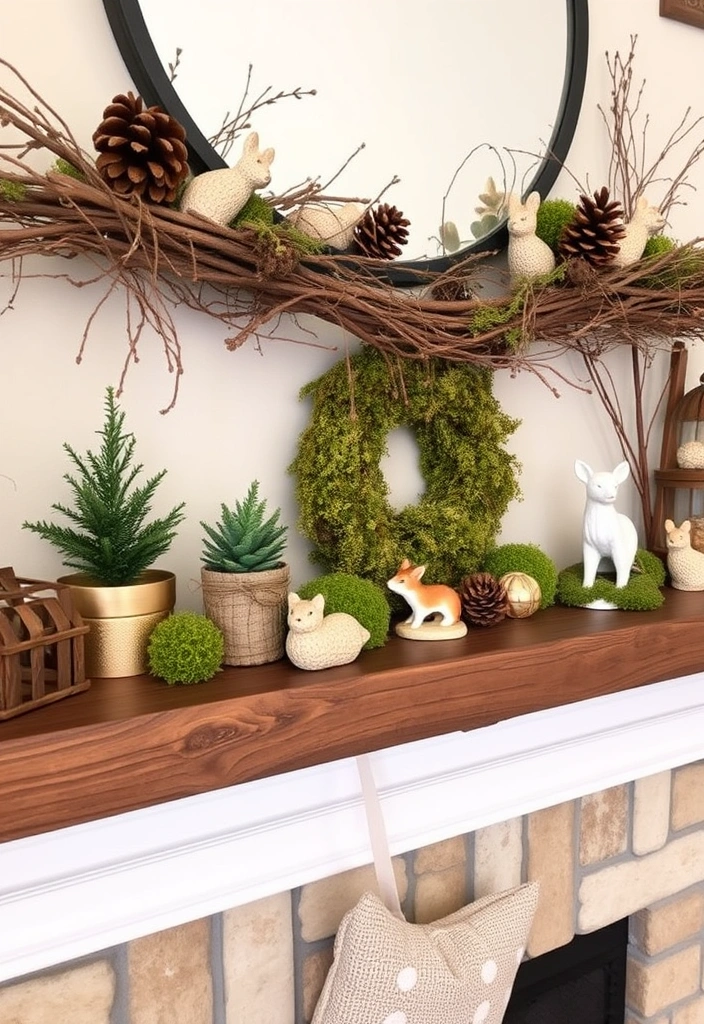 15 Fresh Spring Mantel Inspirations That Will Brighten Your Home! - 3. Whimsical Woodland