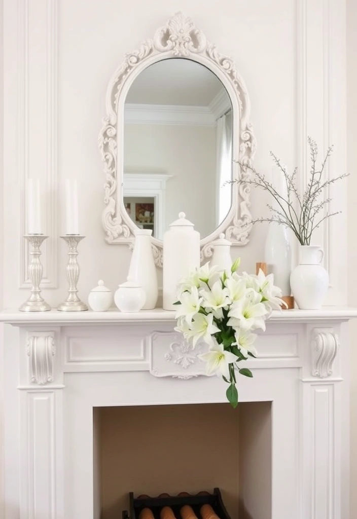 15 Fresh Spring Mantel Inspirations That Will Brighten Your Home! - 4. Classic White Elegance