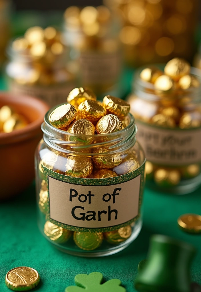 16 Best St. Patrick’s Day Party Decorations - 11. Pot of Gold Candy Jars