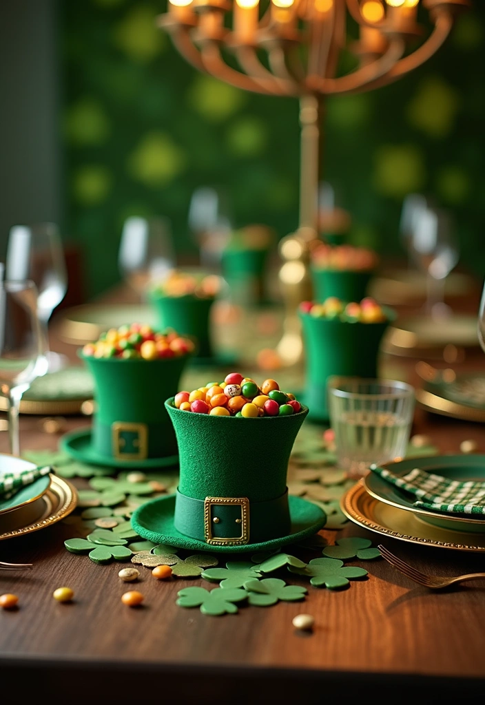 16 Best St. Patrick’s Day Party Decorations - 3. Leprechaun Hat Table Decor